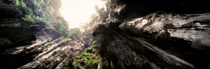 looking up out of batu cave