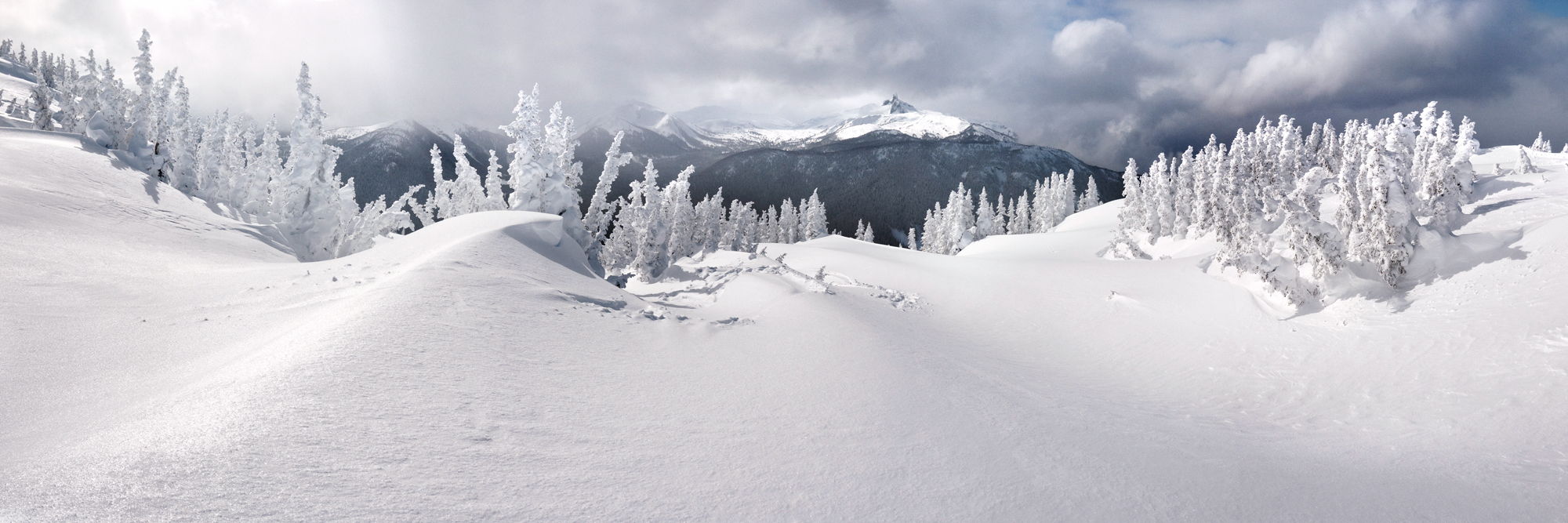 a panoramic print from the peak of whistler mountain