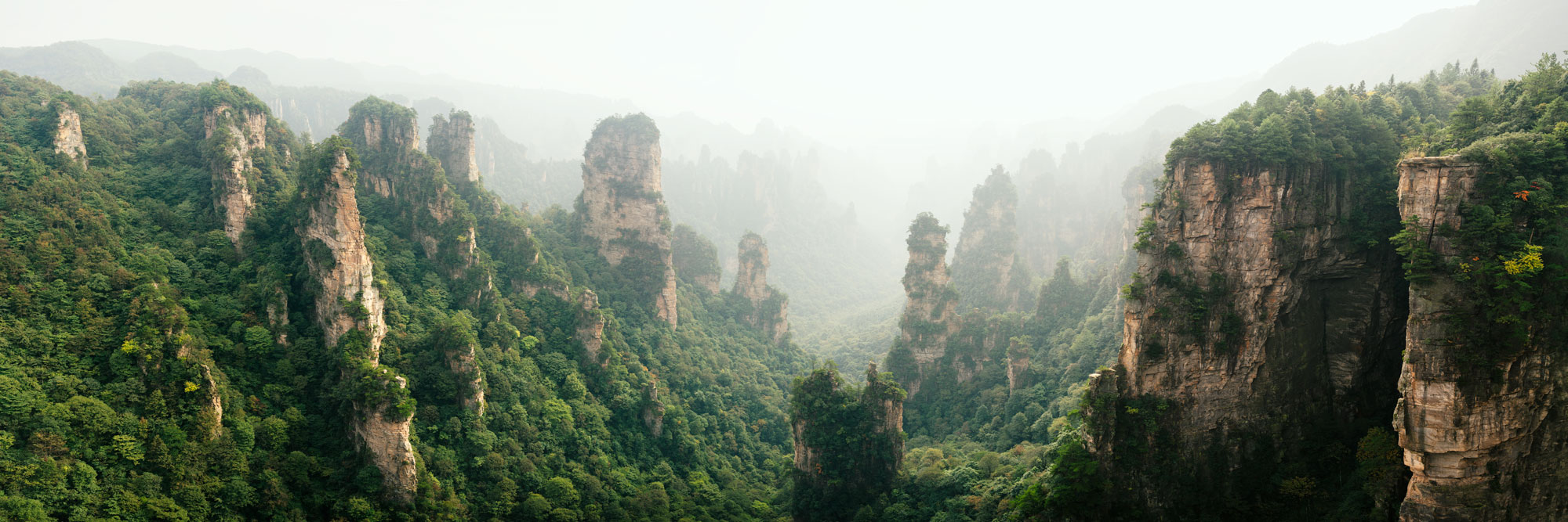 Panorama of the Pillars of Zhangjiajie National park from the Avatar Movie in China