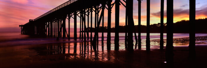 Stunning sunset behind San Simeon Pier
