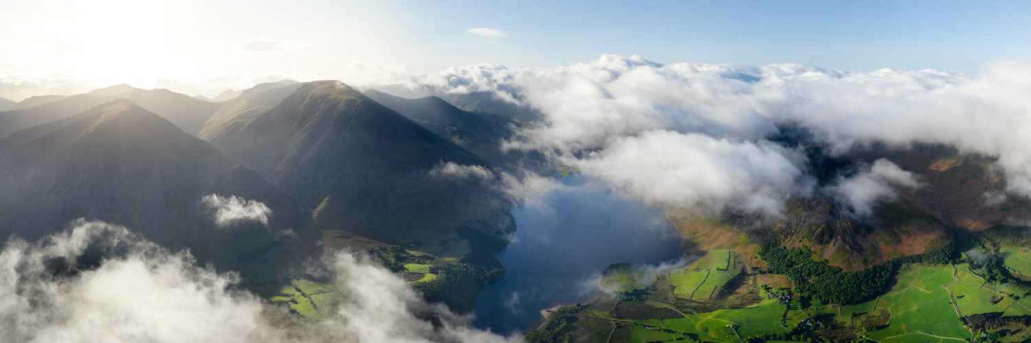 Aerial above the clouds in the Lake District