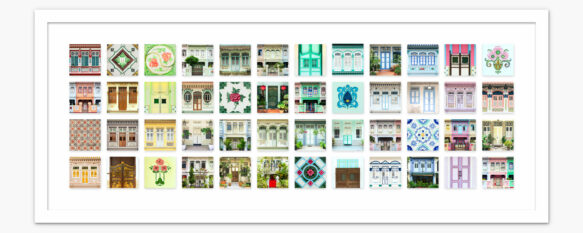 Artistic Collage of Singapores Colourful Peranakan Shophouses art