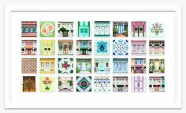 Artistic Collage of Singapores Colourful Peranakan Shophouses art