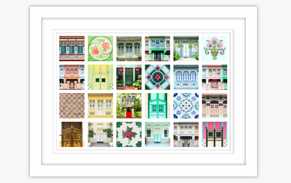 Singapore Peranakan Shophouses Colourful Collage Art