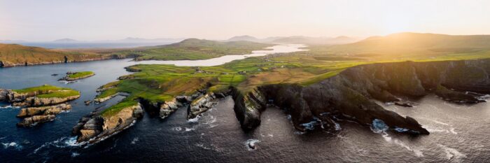 an aerial print of the rocky Kerry cliffs