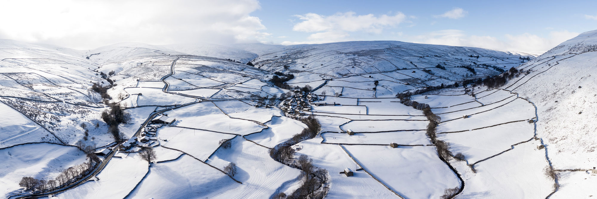 Thwaite and Swaledale feilde and barns covered in snow