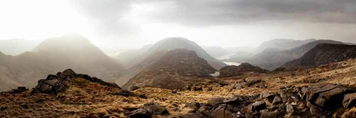 Panorama from Brandreth peak in the Lake District