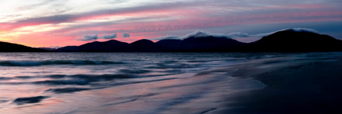 Beautiful sunset on Luskentyre beach in the outer Hebrides Scotland