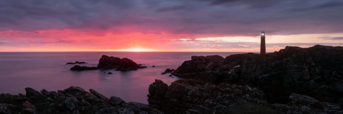 Scottish lighthouse at sunrise on the isle of lewis