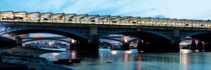 under the Blackfriars bridges on the shores of the thames