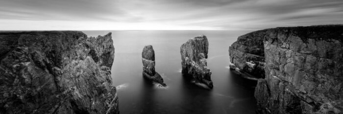 Pembrokeshire cliffs b&w print