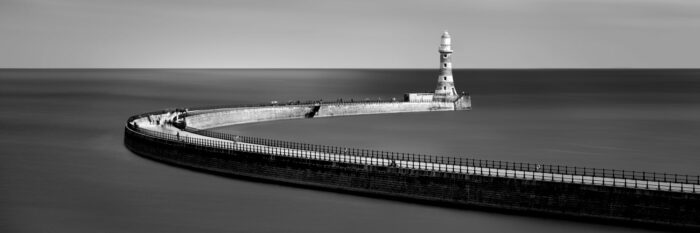 Panorama of the Poker Pier and Lighthouse on the Sunderland coast at sunrise
