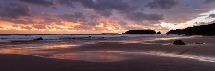 Marloes Sands beach at sunset on the Pembrokeshire Coast