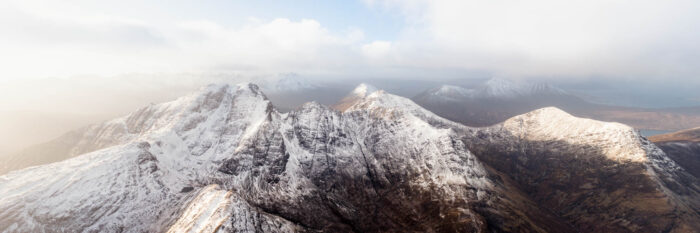 Panoramic Framed print of Blà Bheinn and the Cuillin Mountains on the Isle fo Skye