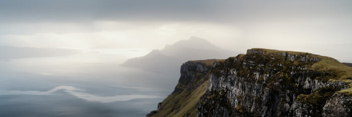 Panoramic framed print of the Trotternish cliffs on the coast of the Isle of Skye