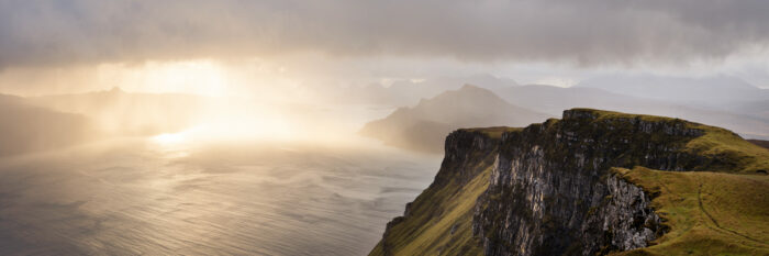 Panoramic framed print of the Trotternish cliffs on the coast of the Isle of Skye