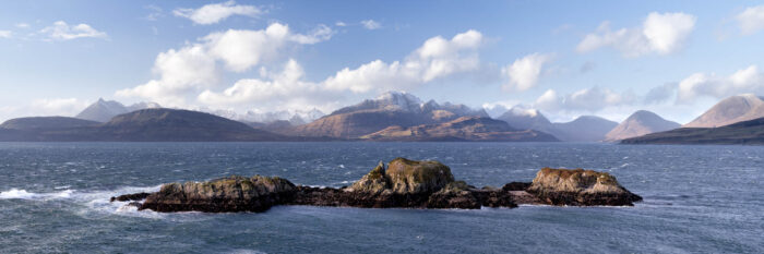 Panorama of the Isle fo Skye Coast and Cuillin Mountains