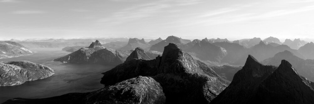 Panorama of the view from Eidetinden mountain in Bodo