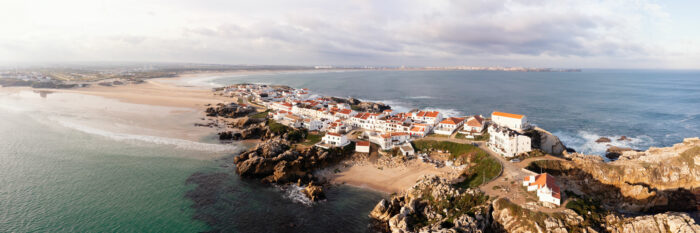 Aerial Panorama of Ball Island in Pinche, Portugal