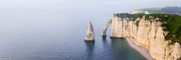 Panorama of the Etratet arch and needle in Normandy France