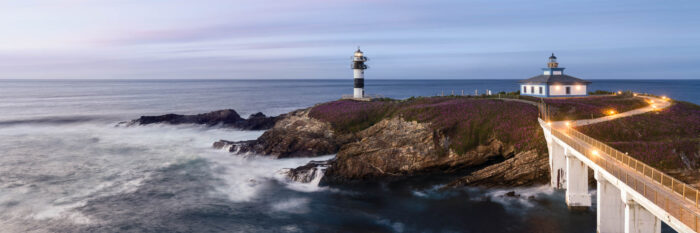 Panorama of the Illa Pancha Lighthouse in Galacia Spain