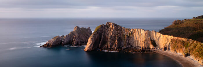 Panorama of Silence beach on the Asturias coast Spain