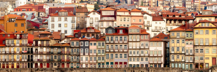 Panorama of the Architecture in the old town of Porto, Portugal