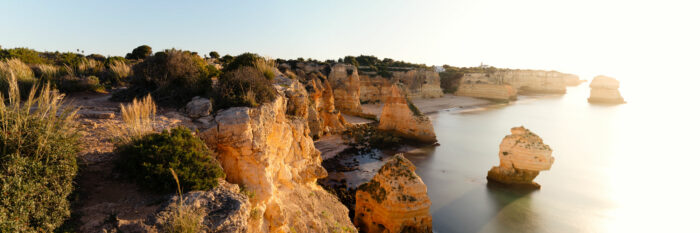 Panorama of Praia da Marinha in the Algarve Portugal