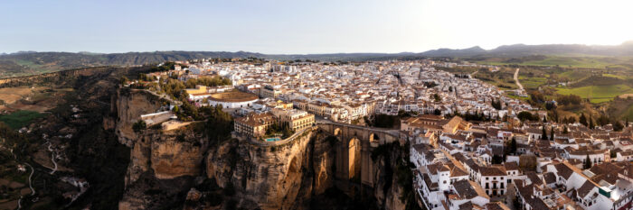 Aerial Panorama of the old town Ronda in Spain