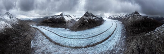 Panorama of the Aletsch glacier in Switzerland