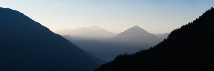 Panorama of the Rhone Valley in Switzerland
