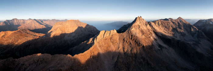 Aerial Panorama of the Dents d'Ambin Mountain in the Mont Cenis Massif in the French Alps