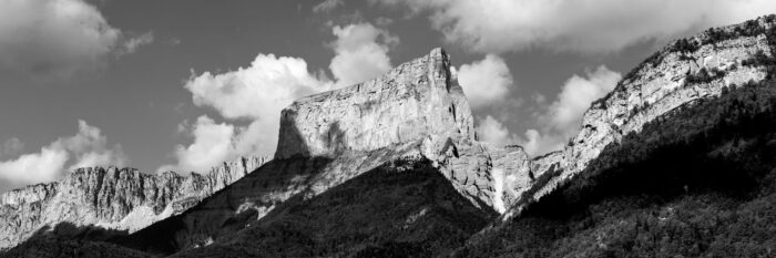 Panorama of Mont Aiguille along the Vercors mountains in Grenoble, France