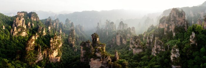 Panorama of the Tianzishan pinnacles in Zhangjiajie China