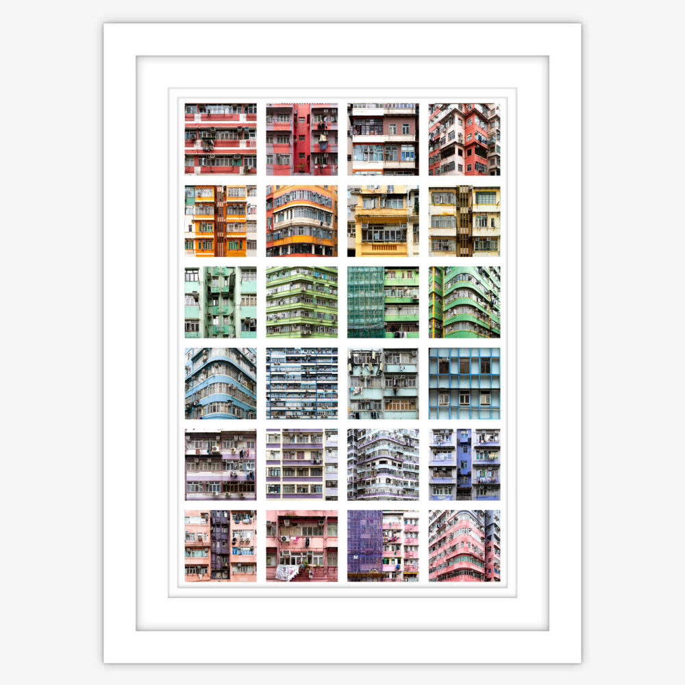 Colorful Hong Kong tong Lau architecture collage prints