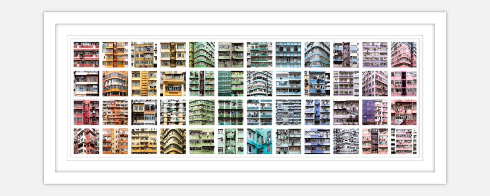 Hong kong colourful tong lau homes collage photography prints