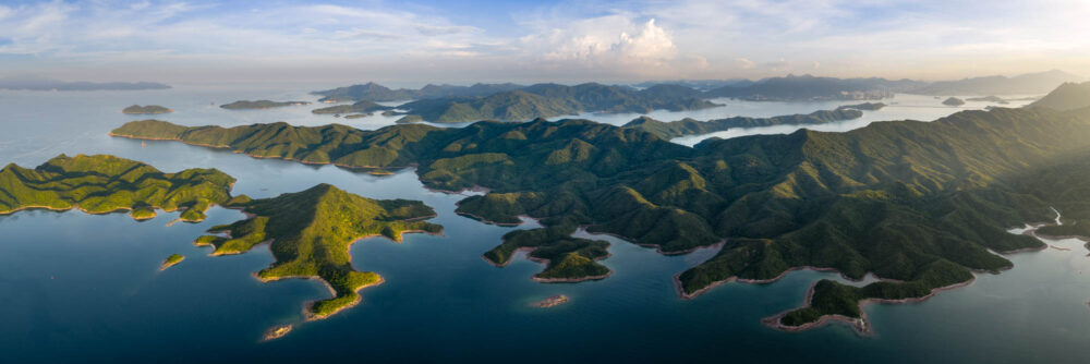 Aerial photo print of Hong Kong's natural beauty - Clover Cove country park and Yan Chau Tong Marine Park