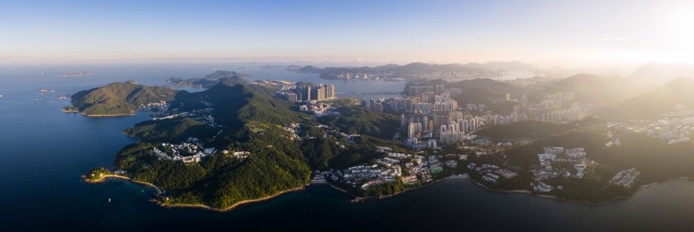 Aerial Panorama of the Clear Water Bay Peninsula in Hong Kong