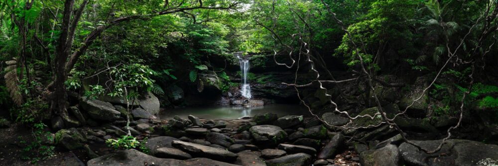 Panorama art print of Kura Falls on Iriomote Island in Okinawa Japan
