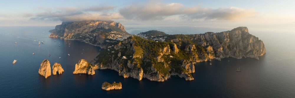 Aerial panoramic print of Capri Island on the Amalfi Coast in Italy