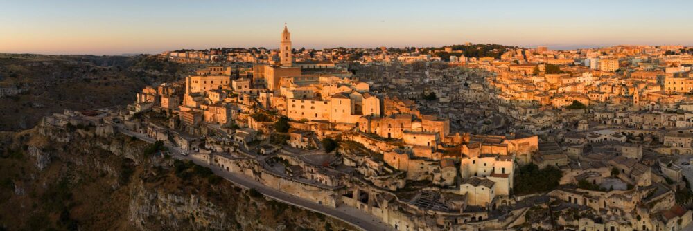 Aerial panoramic print of the Sassi City in Matera, Italy