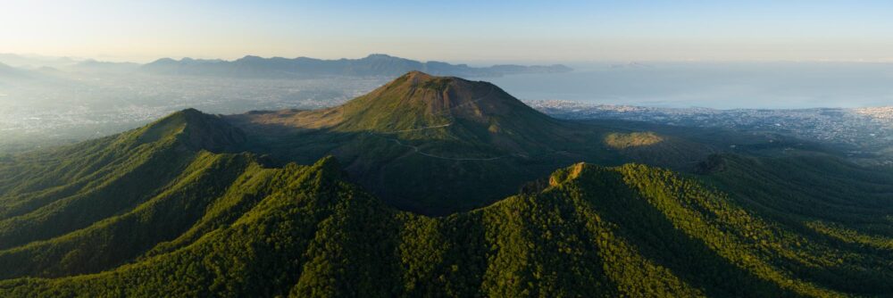 Aerial panoramic print of Mount Vesuvius Volcano in Naples Italy